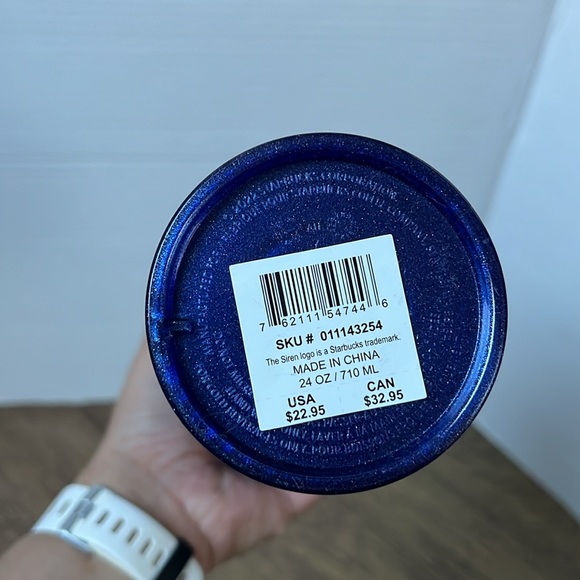 NWT Starbucks Blueberry Venti Cup ‘Cobalt Blue Pearl Grid’ Glitter Tumbler - Picture 7 of 12